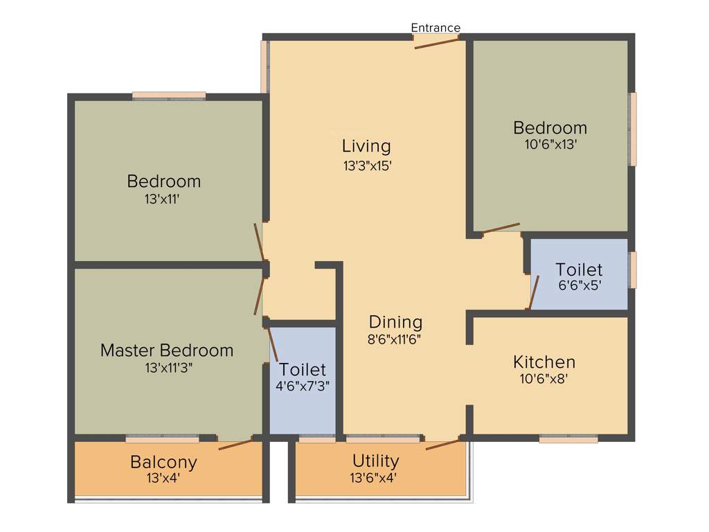 Richmond Lake View (3BHK+2T (1,370 sq ft) 1370 sq ft)