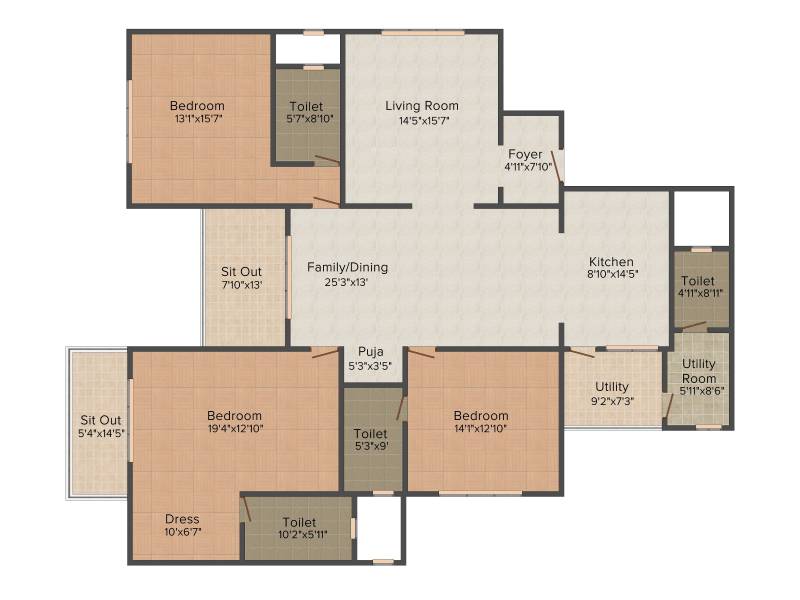 Sobha Morzaria Grandeur (3BHK+3T (2,735 sq ft) + Servant Room 2735 sq ft)