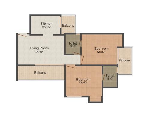 Town White Orchid (2BHK+2T (1,097 sq ft) 1097 sq ft)