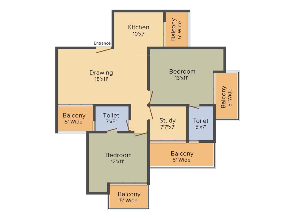 Apex Athena (2BHK+2T (1,295 sq ft) + Study Room 1295 sq ft)