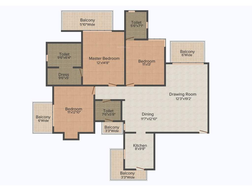 SPR Imperial Estate (3BHK+3T (2,008 sq ft) 2008 sq ft)