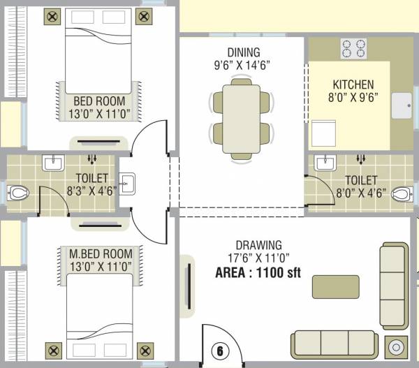 Saroj White Sands (2BHK+2T (1,100 sq ft) 1100 sq ft)