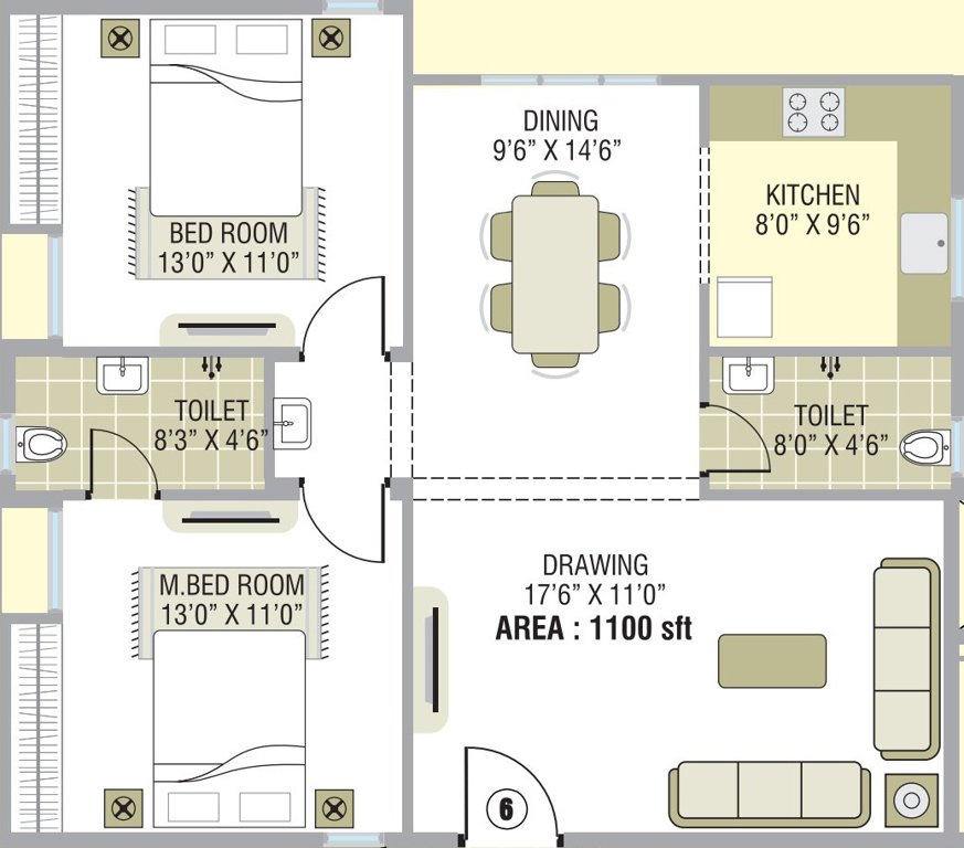 Saroj White Sands (2BHK+2T (1,100 sq ft) 1100 sq ft)
