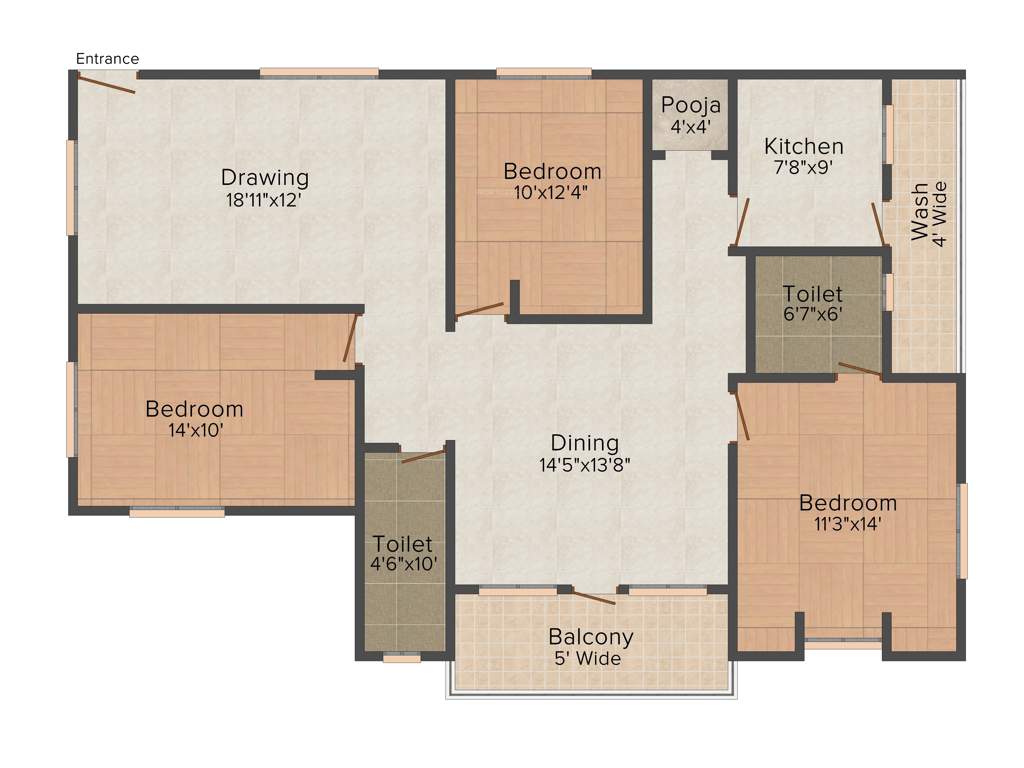 SV Heights (3BHK+2T (1,345 sq ft) 1345 sq ft)