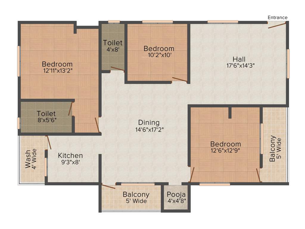 SV Heights (3BHK+2T (1,630 sq ft) 1630 sq ft)