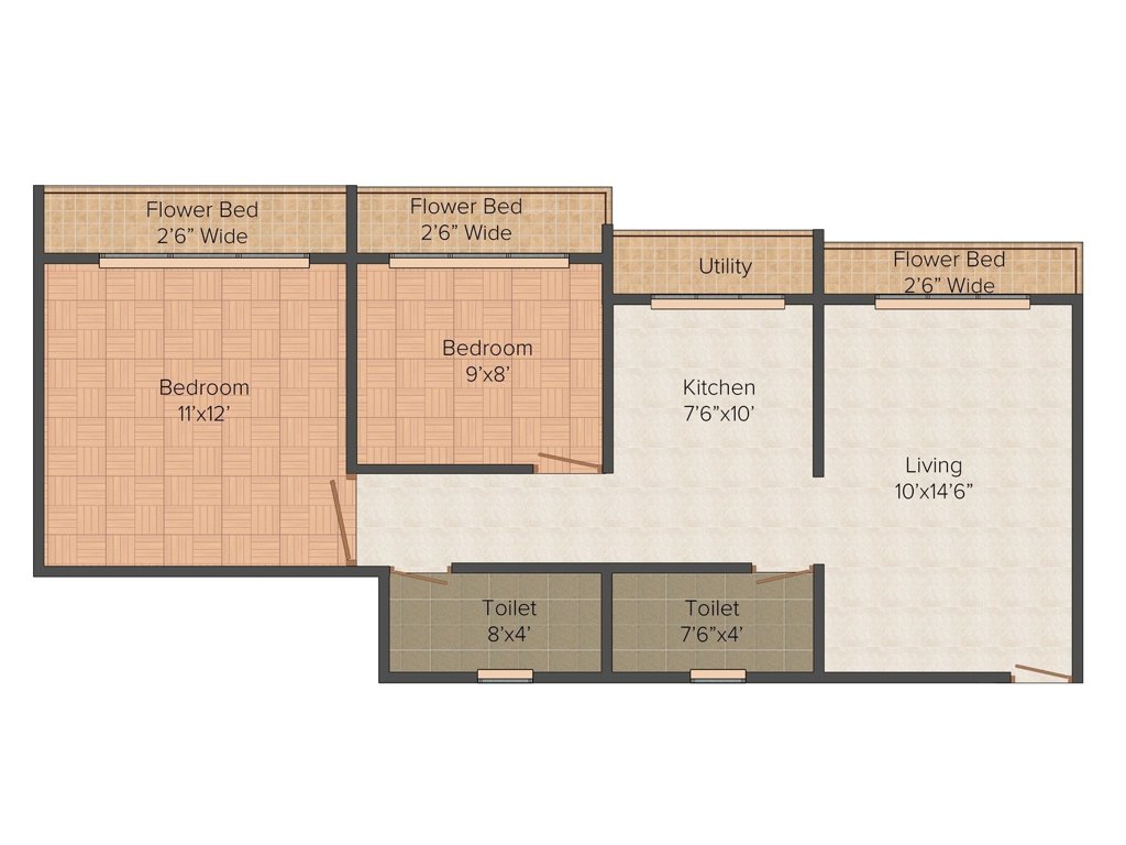 Khushi Aangan (2BHK+2T (805 sq ft) 805 sq ft)