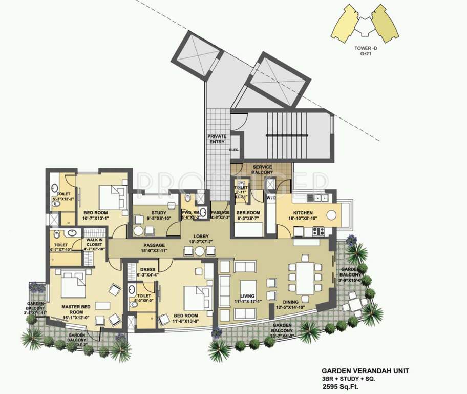 Pioneer Presidia (3BHK+4T (2,595 sq ft) Study Room 2595 sq ft)