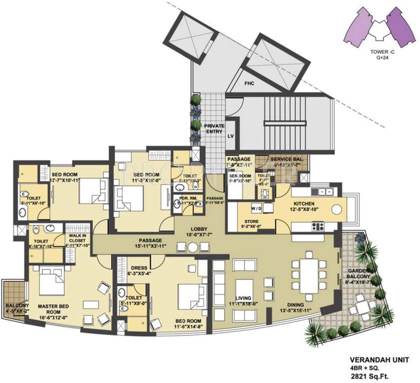 Pioneer Presidia (4BHK+5T (2,821 sq ft) Servant Room 2821 sq ft)