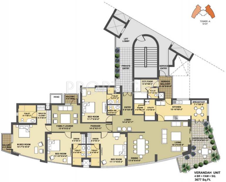 Pioneer Presidia (4BHK+5T (3,677 sq ft)   Servant Room 3677 sq ft)