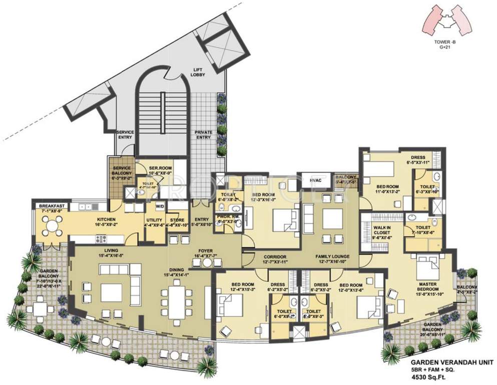 Pioneer Presidia (5BHK+6T (4,530 sq ft) Servant Room 4530 sq ft)