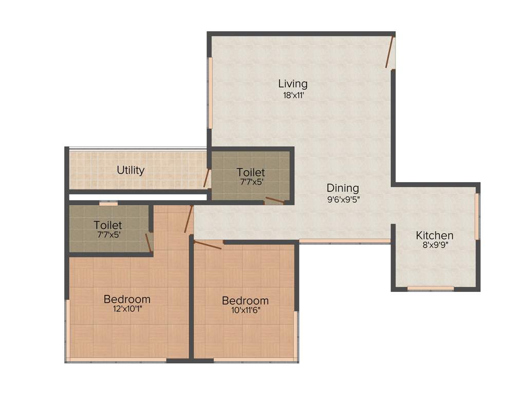 The Baya Park (2BHK+2T (1,240 sq ft) 1240 sq ft)