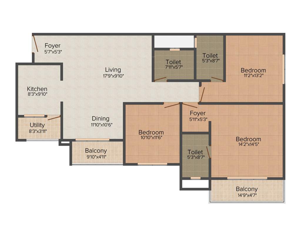 Renaissance Woods (3BHK+3T (1,740 sq ft) 1740 sq ft)