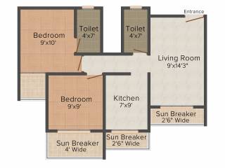 Squarefeet Orchid Square (2BHK+2T (810 sq ft) 810 sq ft)