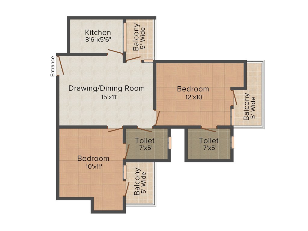 Supertech Grand Circuit (2BHK+2T (900 sq ft) 900 sq ft)