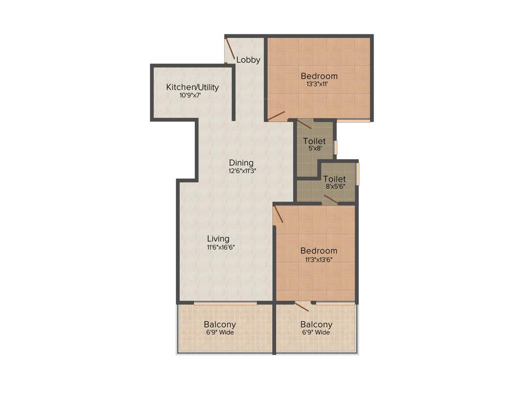 Sai Associates Lavender 2BHK+2T (1,267 sq ft)