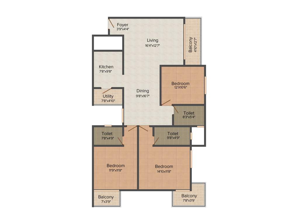 MJ Azaliya (3BHK+3T (1,560 sq ft) 1560 sq ft)