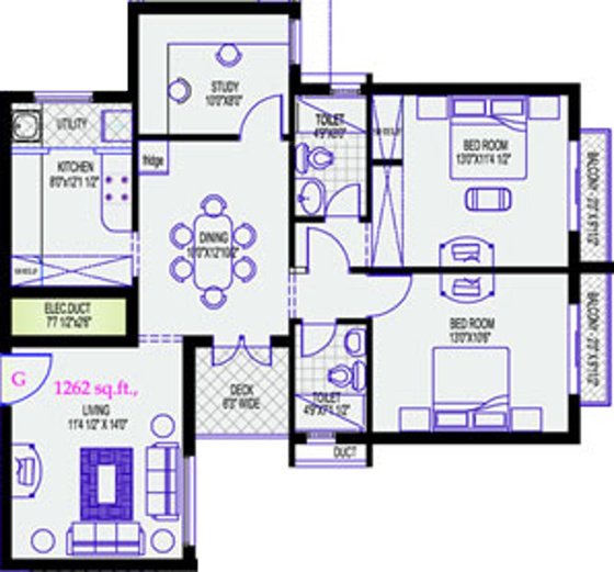 Vijay Boulevard (3BHK+2T (1,262 sq ft) 1262 sq ft)
