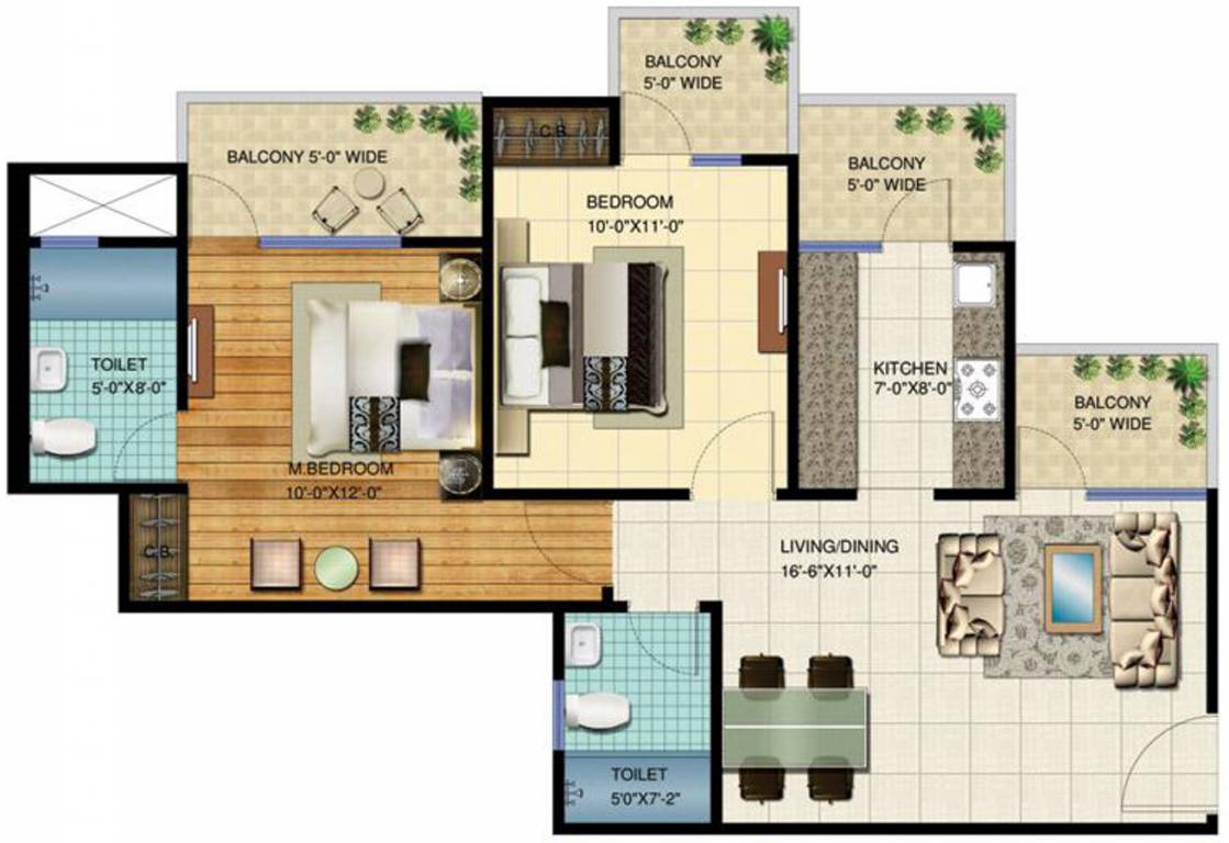 VVIP Homes (2BHK+2T (1,060 sq ft) 1060 sq ft)