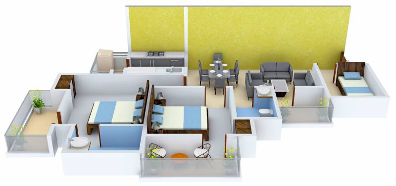 VVIP Homes (2BHK+2T (1,230 sq ft) + Study Room 1230 sq ft)