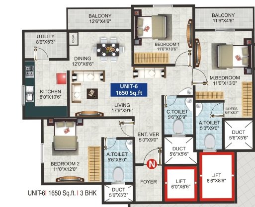 GK Tropical Springs (3BHK+3T (1,650 sq ft) 1650 sq ft)