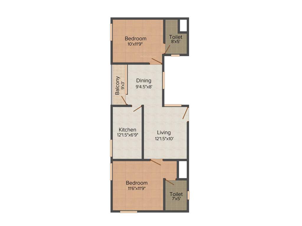 Muktha Triveni (2BHK+2T (993 sq ft) 993 sq ft)