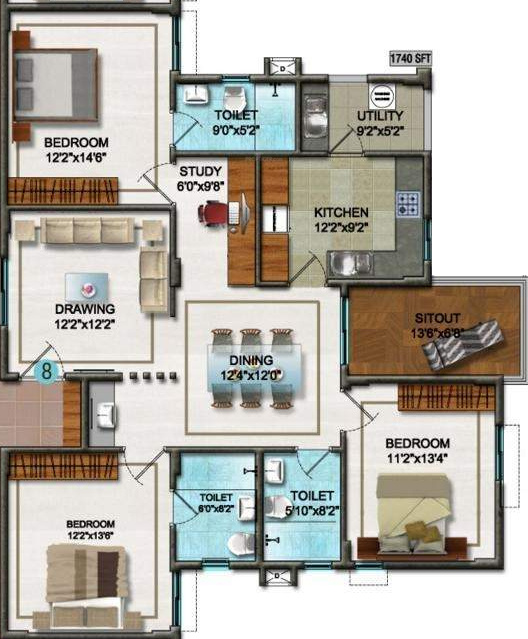 DSR Ultima (3BHK+3T (1,905 sq ft) 1905 sq ft) DSR Ultima (3BHK+3T (1,905 sq ft) 1905 sq ft)