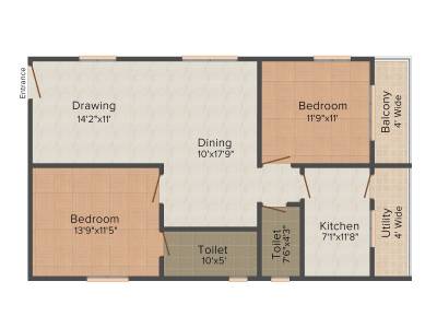 Niche Crown (2BHK+2T (1,243 sq ft) 1243 sq ft)
