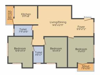 Mettupakkam Orchid (3BHK+2T (1,207 sq ft) 1207 sq ft)