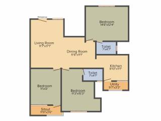 Mettupakkam Orchid (3BHK+2T (1,395 sq ft) 1395 sq ft)