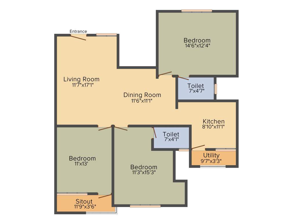 Mettupakkam Orchid (3BHK+2T (1,395 sq ft) 1395 sq ft)