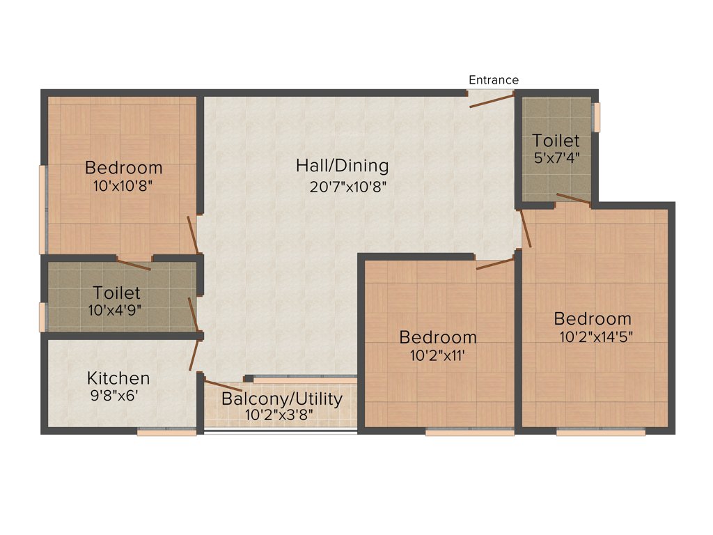 Shravanthi Alpyne (3BHK+2T (1,185 sq ft) 1185 sq ft)