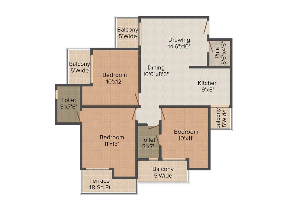 NewTech La Galaxia (3BHK+2T (1,395 sq ft) + Pooja Room 1395 sq ft)