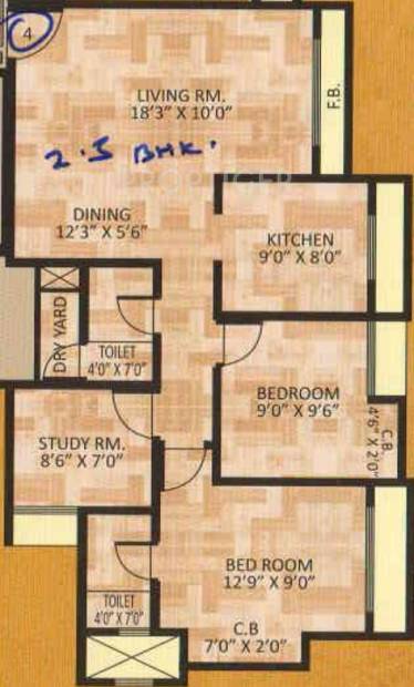 Madhav Palacia (2BHK+2T (1,100 sq ft) + Study Room 1100 sq ft)