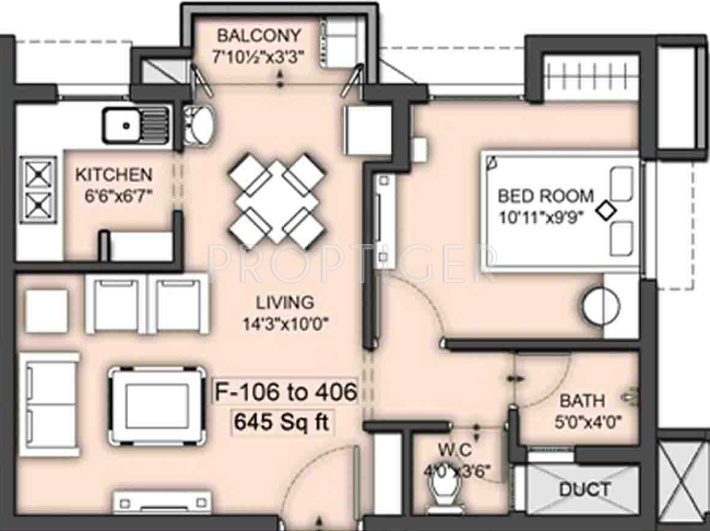 VGN Southern Avenue (1BHK+1T (645 sq ft) 645 sq ft)