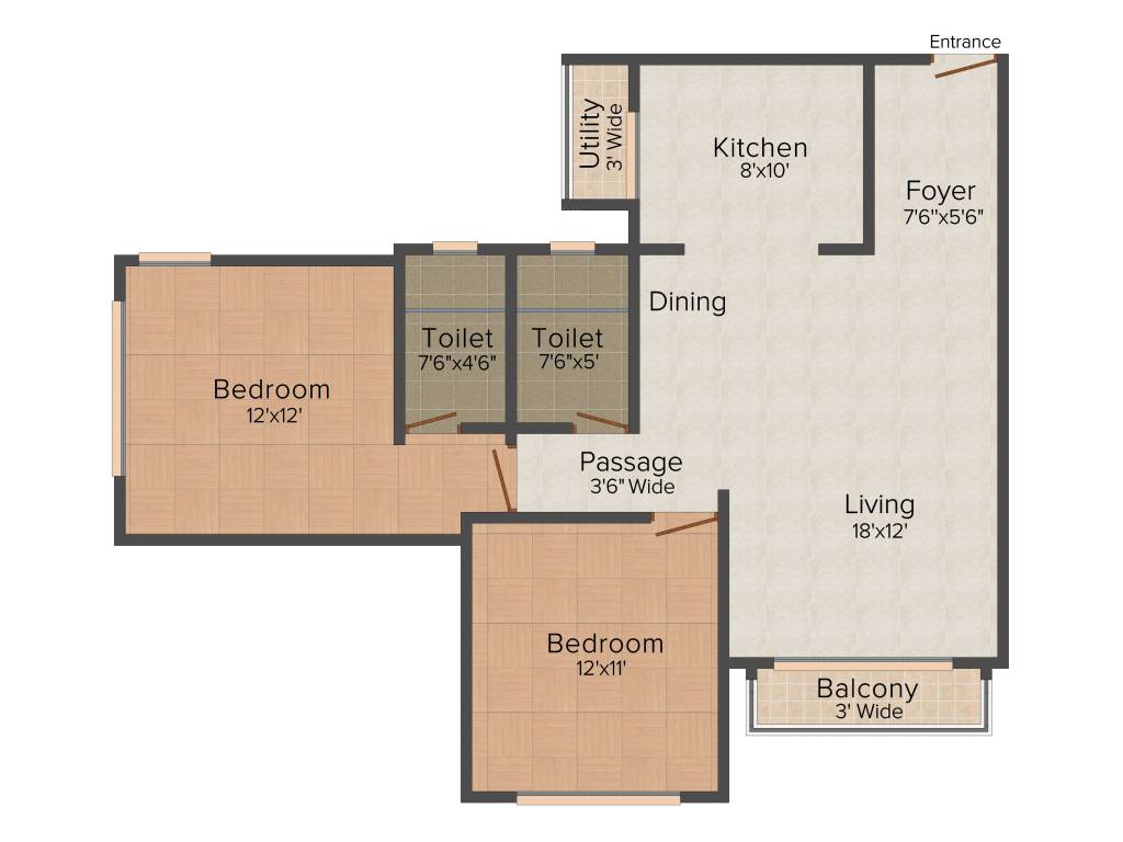 Charitha Classic (2BHK+2T (1,325 sq ft) 1325 sq ft)