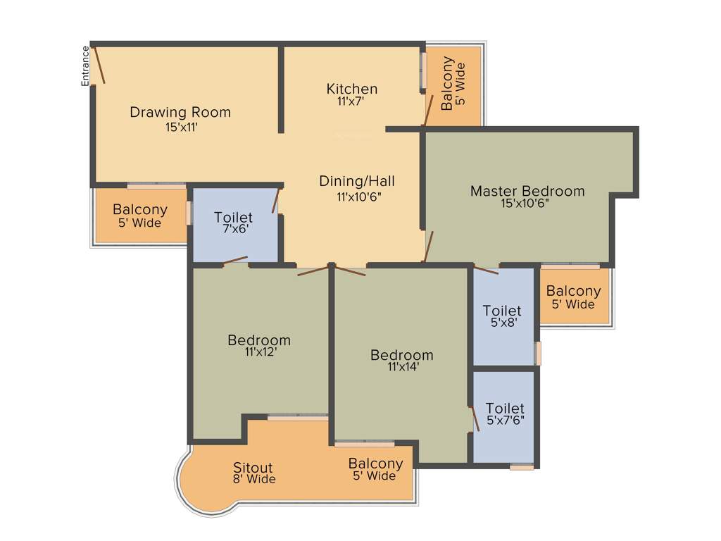 Ajnara Ambrosia (3BHK+3T (1,650 sq ft) 1650 sq ft)