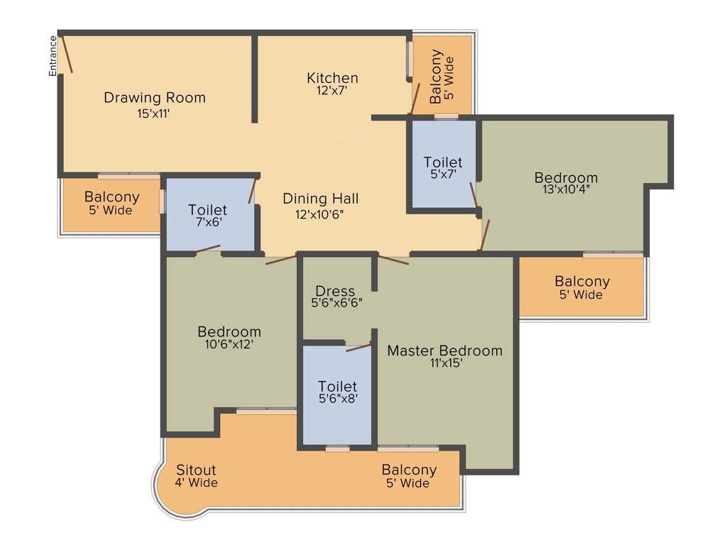 Ajnara Ambrosia (3BHK+3T (1,795 sq ft) 1795 sq ft)