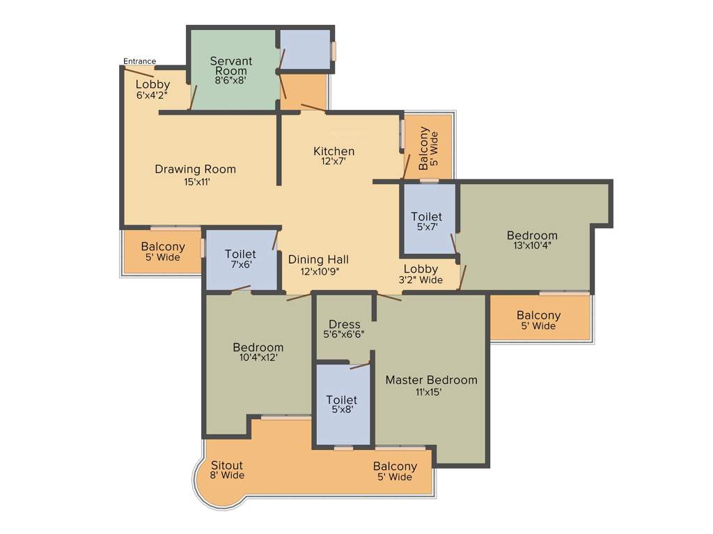 Ajnara Ambrosia (3BHK+4T (1,995 sq ft) + Study Room 1995 sq ft)