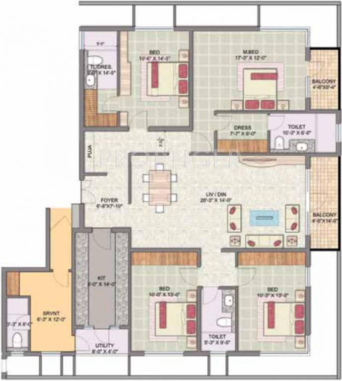 Jaypee Pavilion Heights (4BHK+3T (2,500 sq ft) 2500 sq ft)