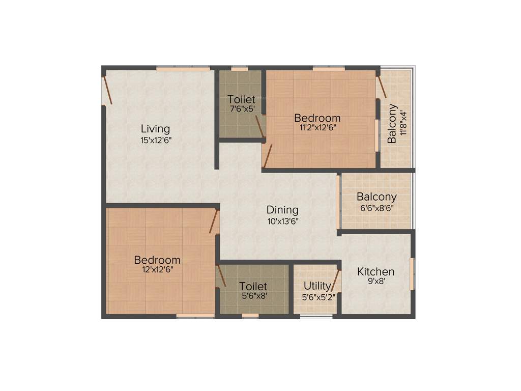 Charitha Green Woods (2BHK+2T (1,235 sq ft) 1235 sq ft)