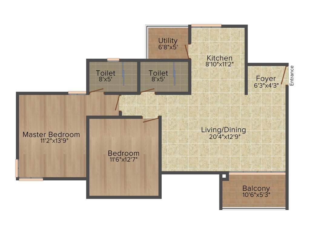 Kumar Princeville (2BHK+2T (1,239 sq ft) 1239 sq ft)