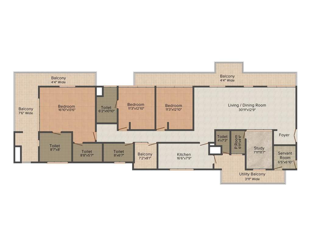 Ireo The Grand Arch (3BHK+4T (2,896 sq ft) + Servant Room 2896 sq ft)