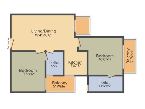 Emenox La Solara (2BHK+2T (1,145 sq ft) 1145 sq ft)