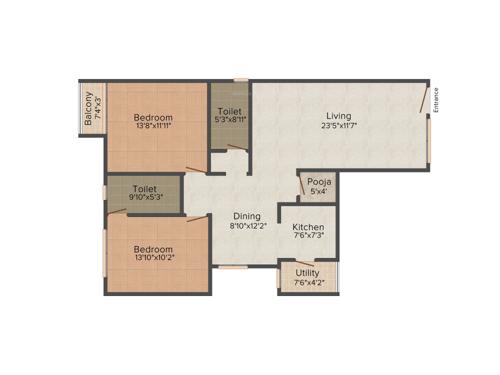 GR Templeton (2BHK+2T (1,339 sq ft)   Pooja Room 1339 sq ft)