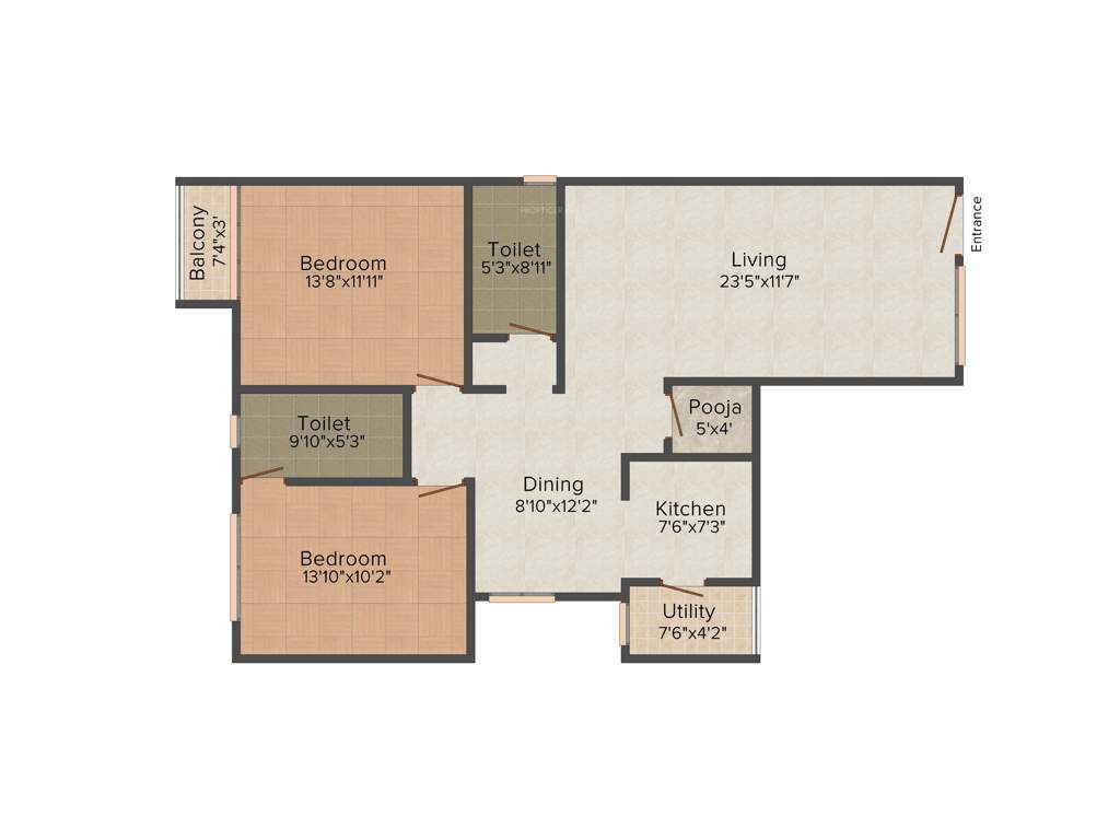 GR Templeton (2BHK+2T (1,339 sq ft) Pooja Room 1339 sq ft)