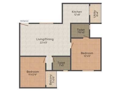 Aban Essence (2BHK+2T (1,120 sq ft) 1120 sq ft) Aban Essence (2BHK+2T (1,120 sq ft) 1120 sq ft)