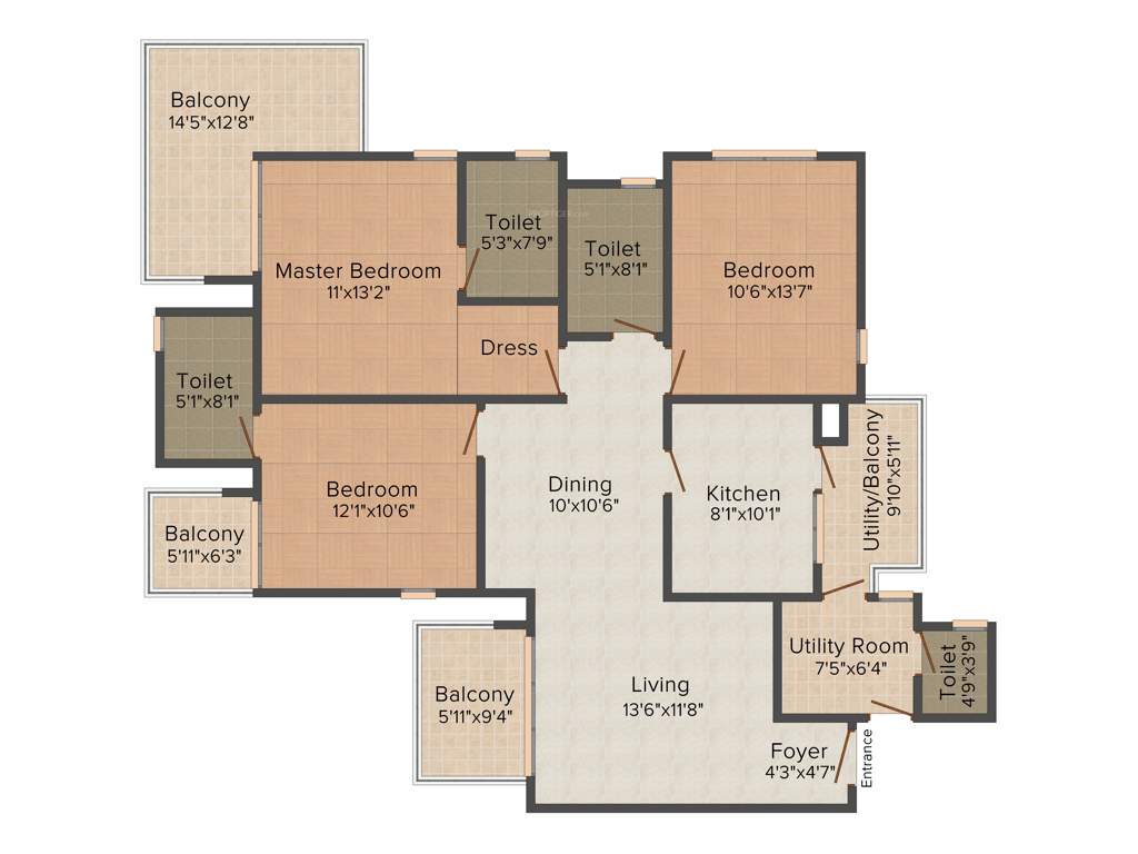 Godrej Summit (3BHK+3T (1,816 sq ft) + Servant Room 1816 sq ft)