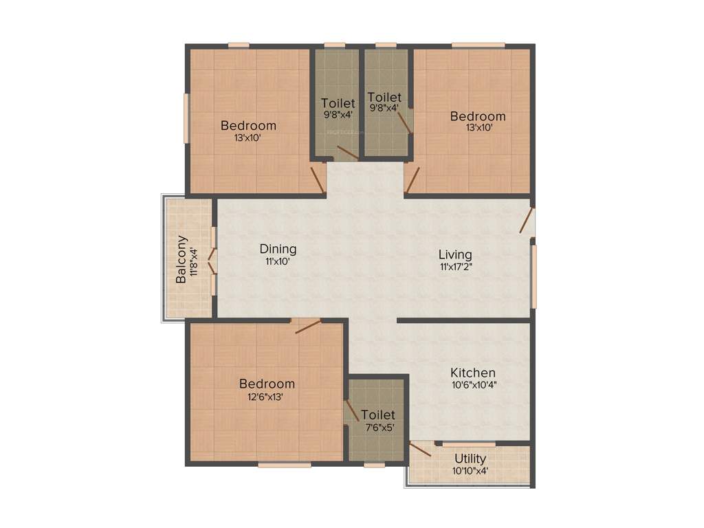 Soorya Pyda Palms (3BHK+3T (1,491 sq ft) 1491 sq ft)