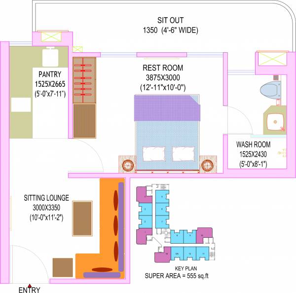 Ajnara Elements (1BHK+1T (555 sq ft) 555 sq ft) Ajnara Elements (1BHK+1T (555 sq ft) 555 sq ft)