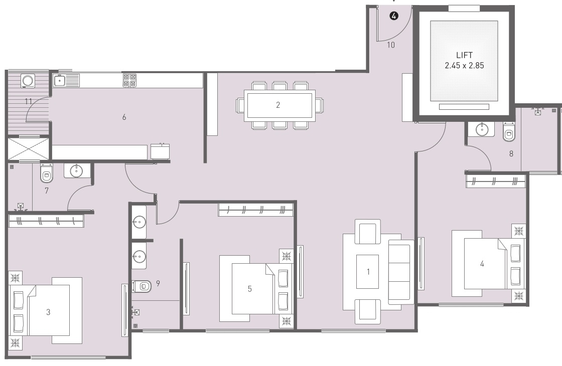 Hubtown The Grove (3BHK+3T (1,772 sq ft) 1772 sq ft)